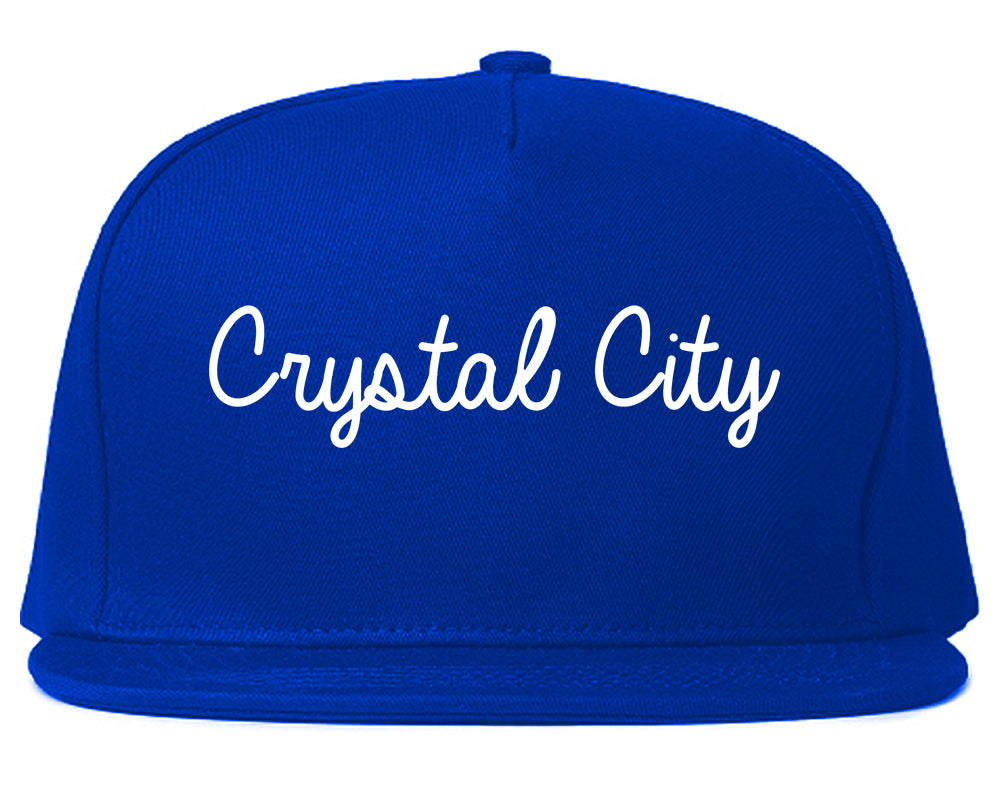 Crystal City Texas TX Script Mens Snapback Hat Royal Blue