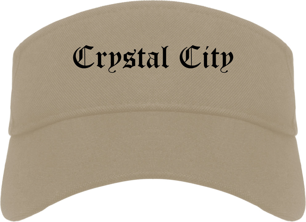 Crystal City Texas TX Old English Mens Visor Cap Hat Khaki