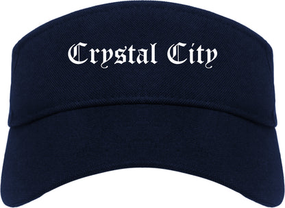 Crystal City Texas TX Old English Mens Visor Cap Hat Navy Blue