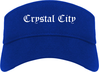 Crystal City Texas TX Old English Mens Visor Cap Hat Royal Blue