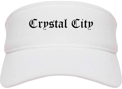 Crystal City Texas TX Old English Mens Visor Cap Hat White