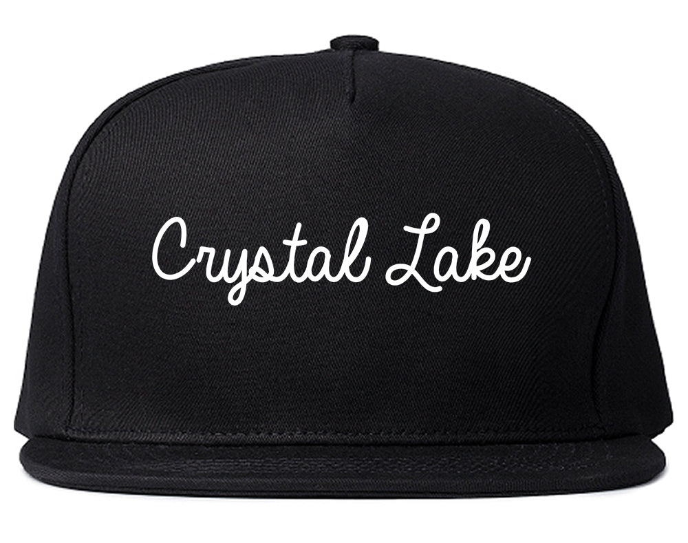 Crystal Lake Illinois IL Script Mens Snapback Hat Black