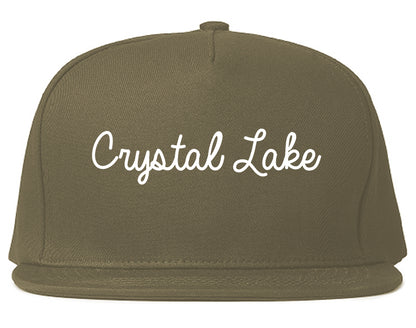 Crystal Lake Illinois IL Script Mens Snapback Hat Grey