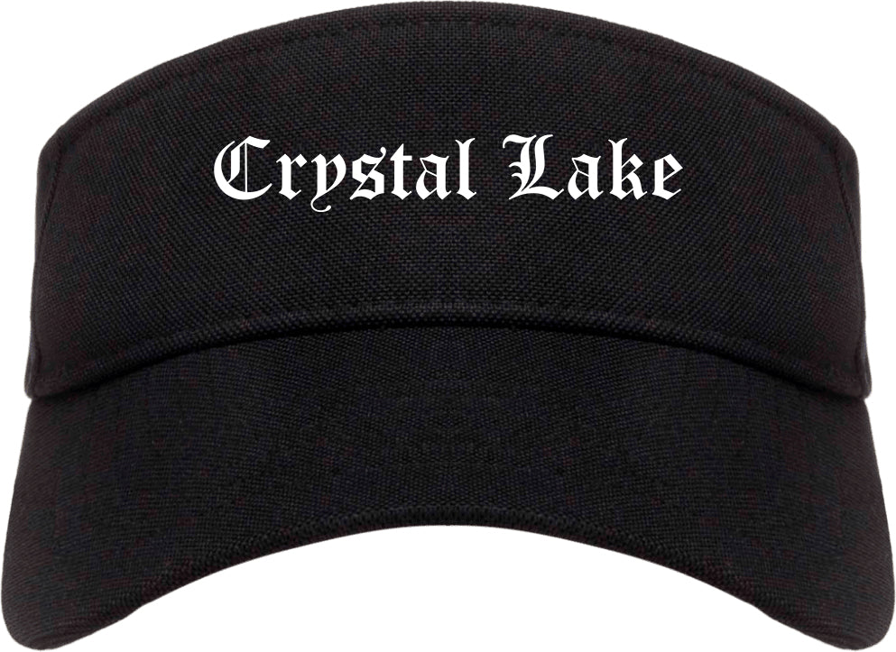 Crystal Lake Illinois IL Old English Mens Visor Cap Hat Black