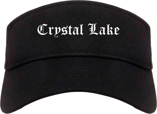 Crystal Lake Illinois IL Old English Mens Visor Cap Hat Black