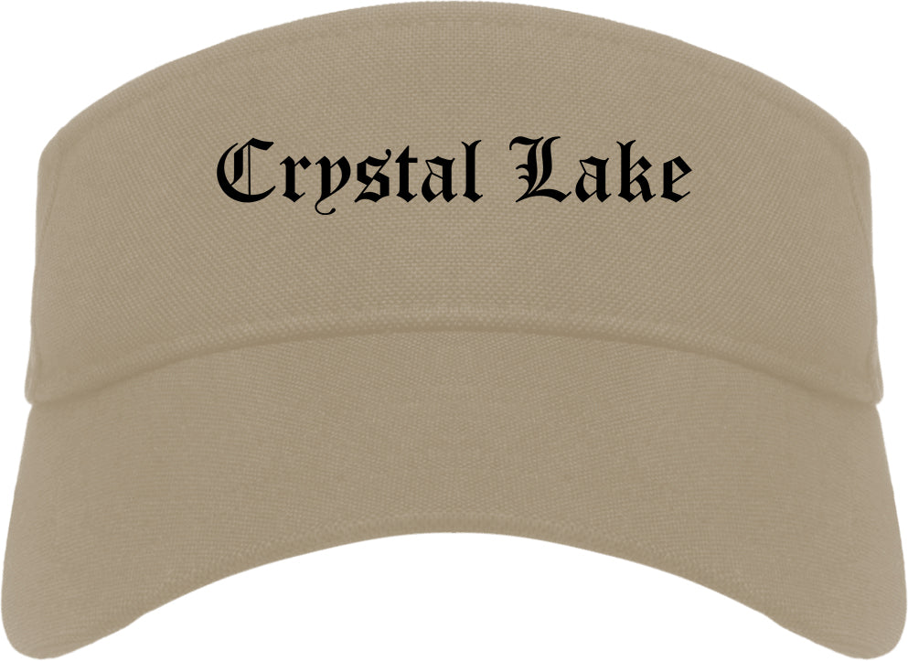 Crystal Lake Illinois IL Old English Mens Visor Cap Hat Khaki