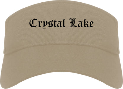 Crystal Lake Illinois IL Old English Mens Visor Cap Hat Khaki
