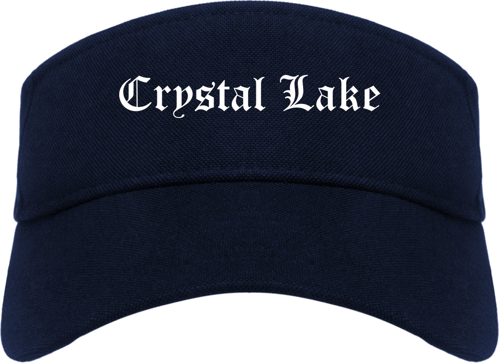 Crystal Lake Illinois IL Old English Mens Visor Cap Hat Navy Blue