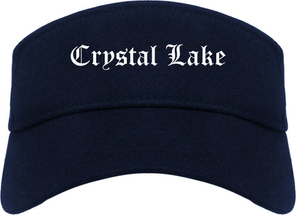 Crystal Lake Illinois IL Old English Mens Visor Cap Hat Navy Blue