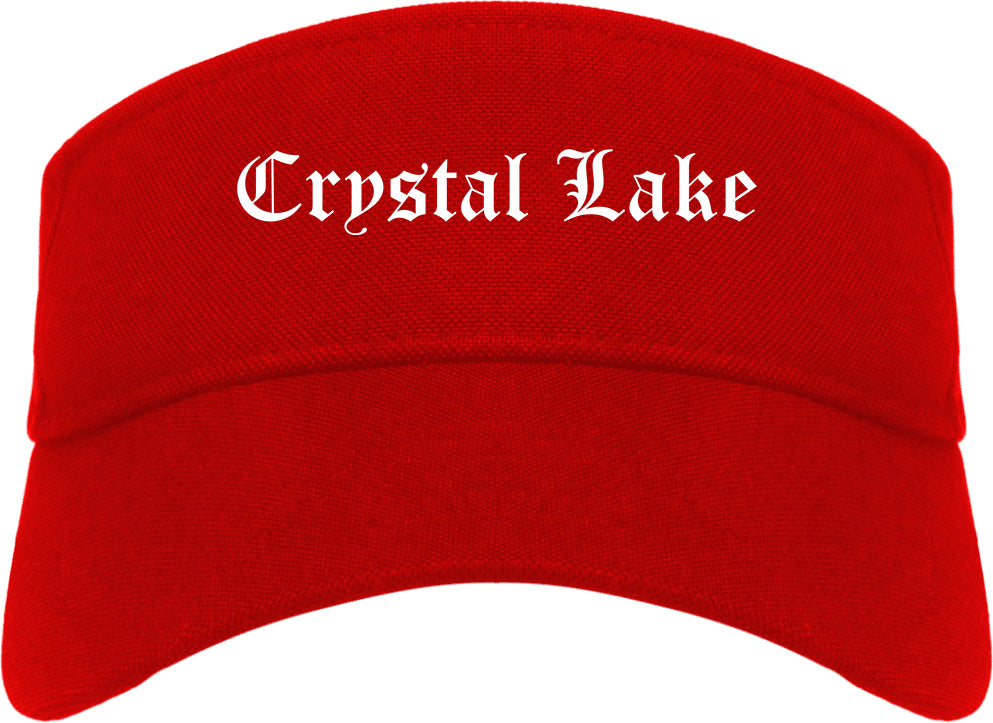 Crystal Lake Illinois IL Old English Mens Visor Cap Hat Red