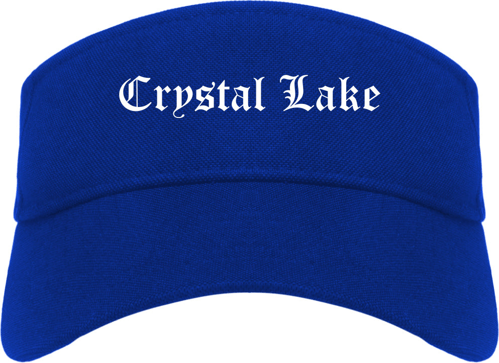 Crystal Lake Illinois IL Old English Mens Visor Cap Hat Royal Blue