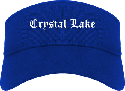 Crystal Lake Illinois IL Old English Mens Visor Cap Hat Royal Blue
