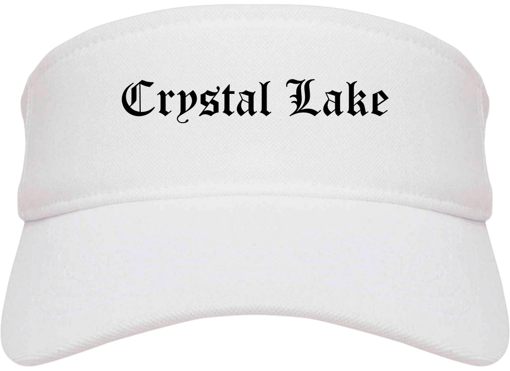 Crystal Lake Illinois IL Old English Mens Visor Cap Hat White