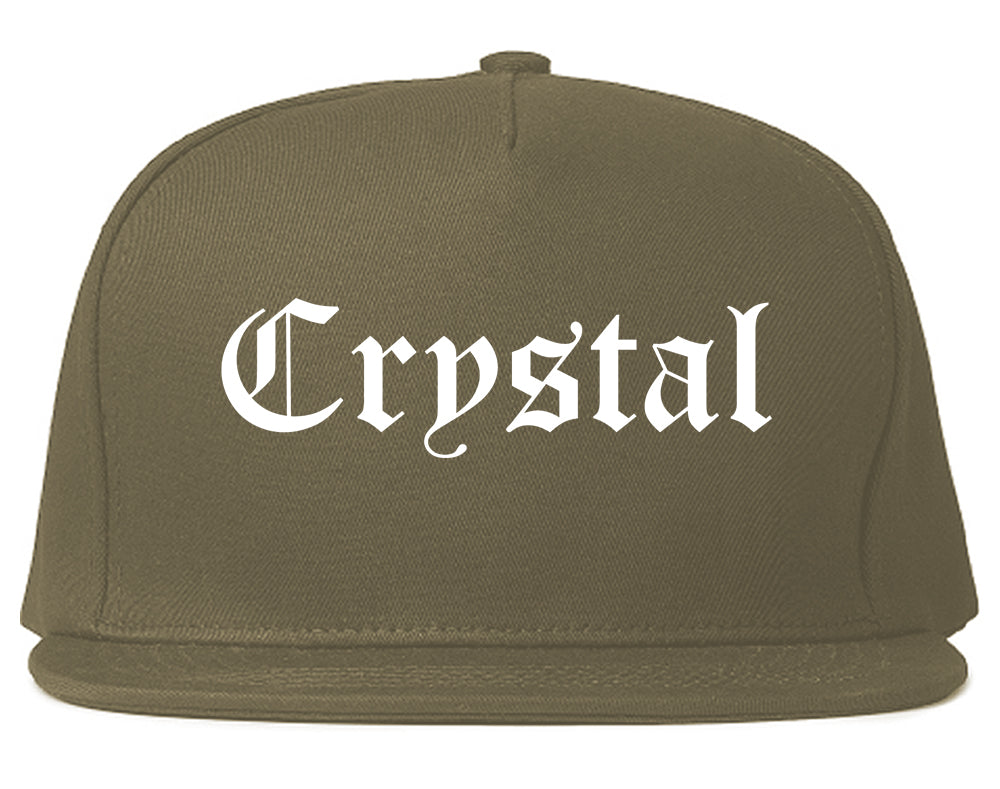 Crystal Minnesota MN Old English Mens Snapback Hat Grey