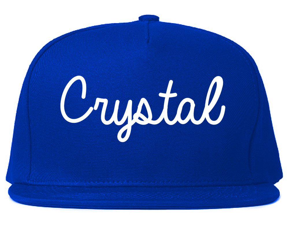 Crystal Minnesota MN Script Mens Snapback Hat Royal Blue
