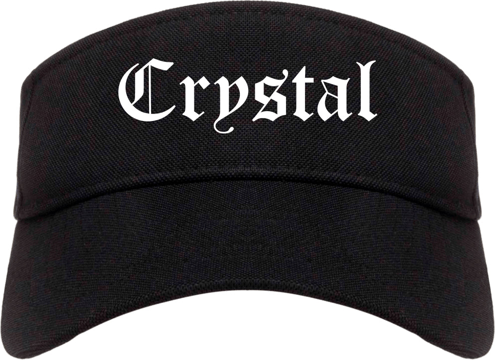 Crystal Minnesota MN Old English Mens Visor Cap Hat Black