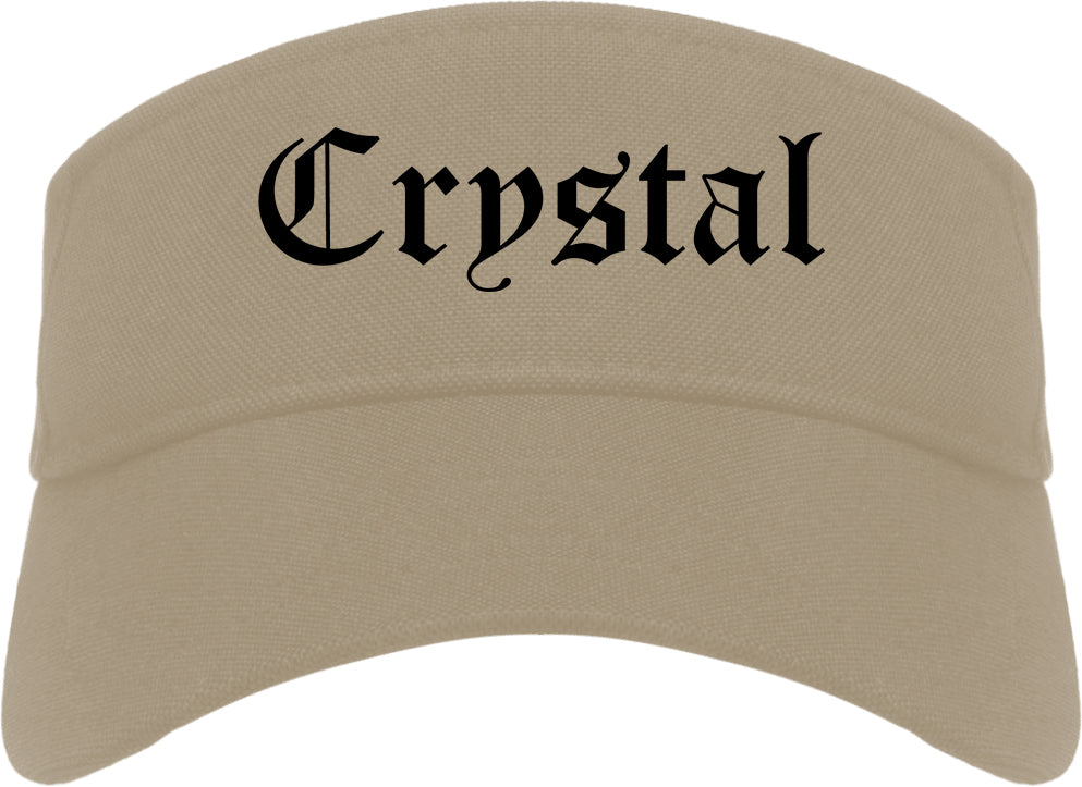 Crystal Minnesota MN Old English Mens Visor Cap Hat Khaki