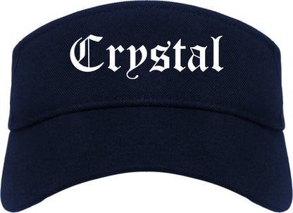 Crystal Minnesota MN Old English Mens Visor Cap Hat Navy Blue
