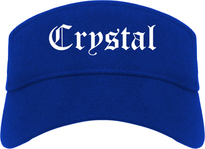 Crystal Minnesota MN Old English Mens Visor Cap Hat Royal Blue