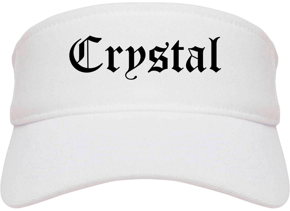 Crystal Minnesota MN Old English Mens Visor Cap Hat White