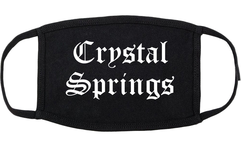 Crystal Springs Mississippi MS Old English Cotton Face Mask Black