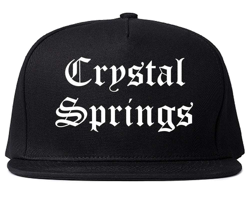 Crystal Springs Mississippi MS Old English Mens Snapback Hat Black