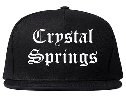 Crystal Springs Mississippi MS Old English Mens Snapback Hat Black