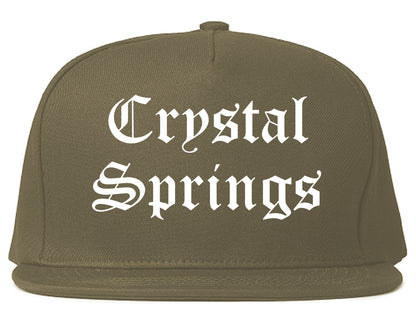 Crystal Springs Mississippi MS Old English Mens Snapback Hat Grey