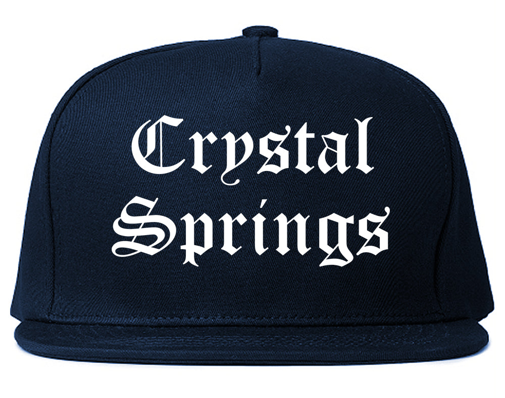 Crystal Springs Mississippi MS Old English Mens Snapback Hat Navy Blue