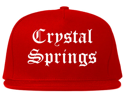 Crystal Springs Mississippi MS Old English Mens Snapback Hat Red