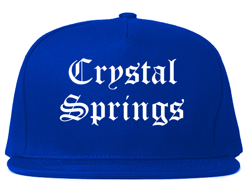 Crystal Springs Mississippi MS Old English Mens Snapback Hat Royal Blue