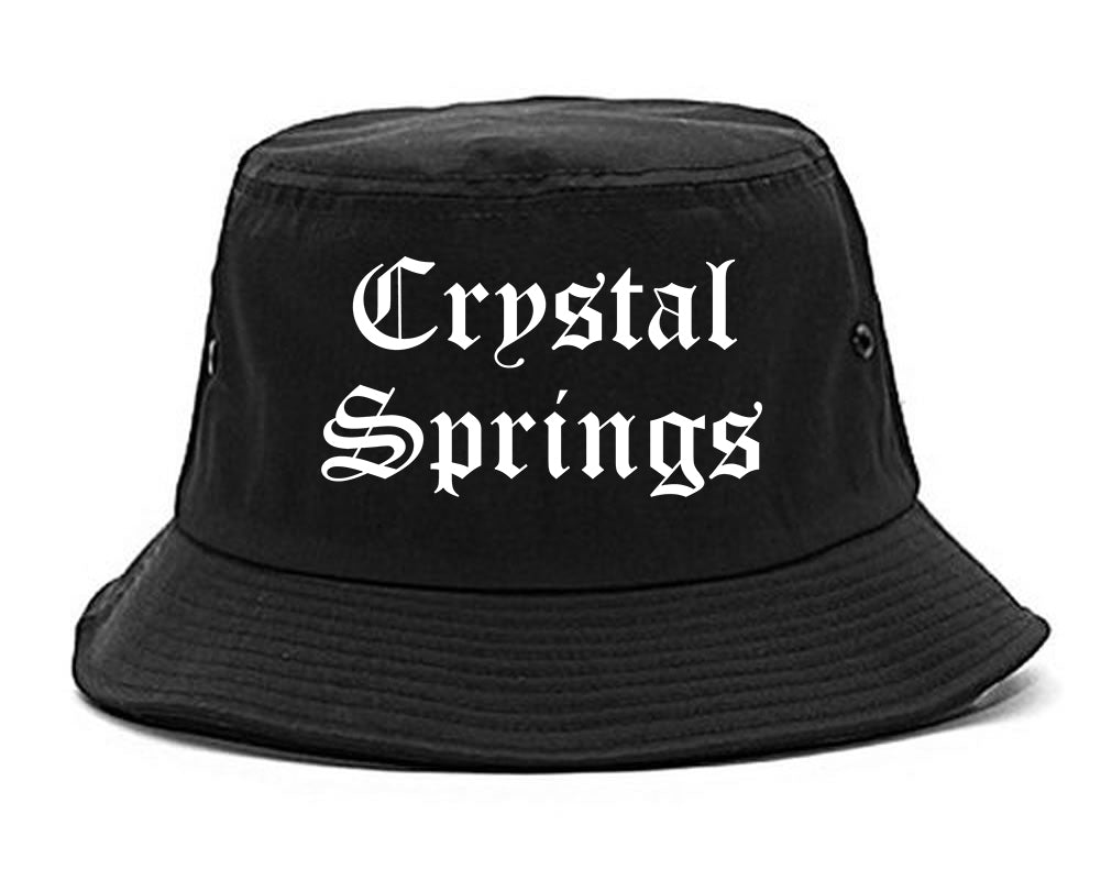Crystal Springs Mississippi MS Old English Mens Bucket Hat Black