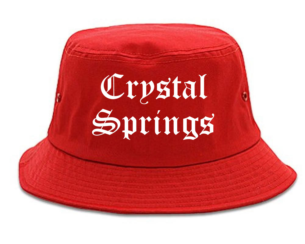 Crystal Springs Mississippi MS Old English Mens Bucket Hat Red