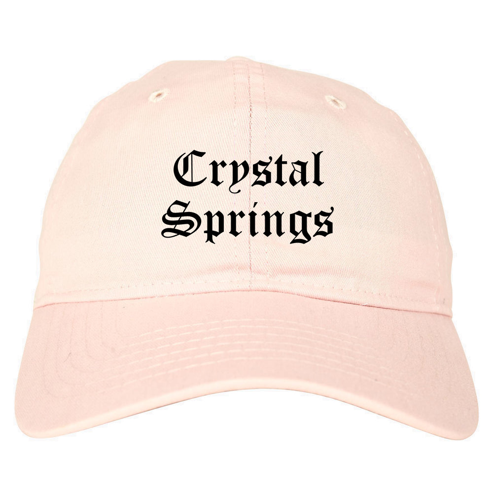 Crystal Springs Mississippi MS Old English Mens Dad Hat Baseball Cap Pink