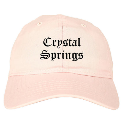 Crystal Springs Mississippi MS Old English Mens Dad Hat Baseball Cap Pink