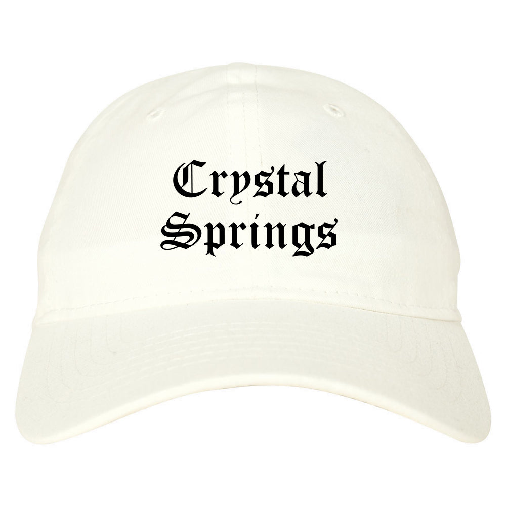 Crystal Springs Mississippi MS Old English Mens Dad Hat Baseball Cap White