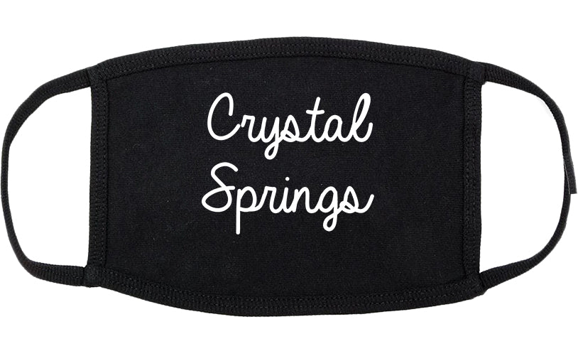 Crystal Springs Mississippi MS Script Cotton Face Mask Black