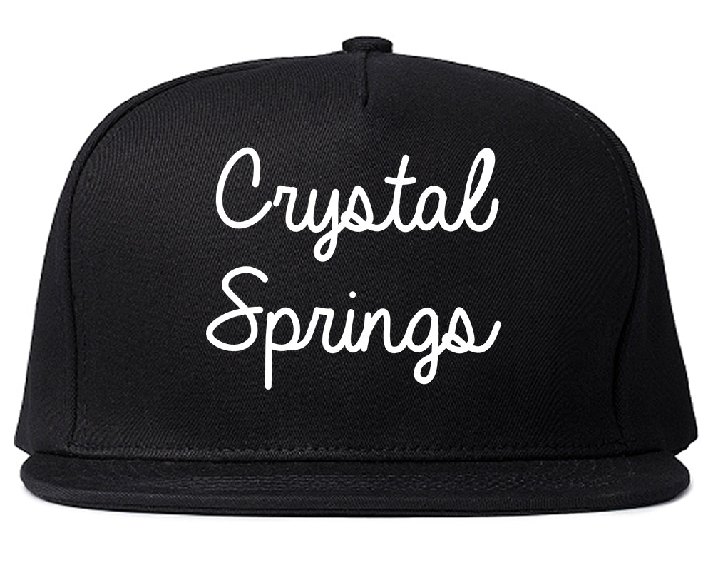 Crystal Springs Mississippi MS Script Mens Snapback Hat Black