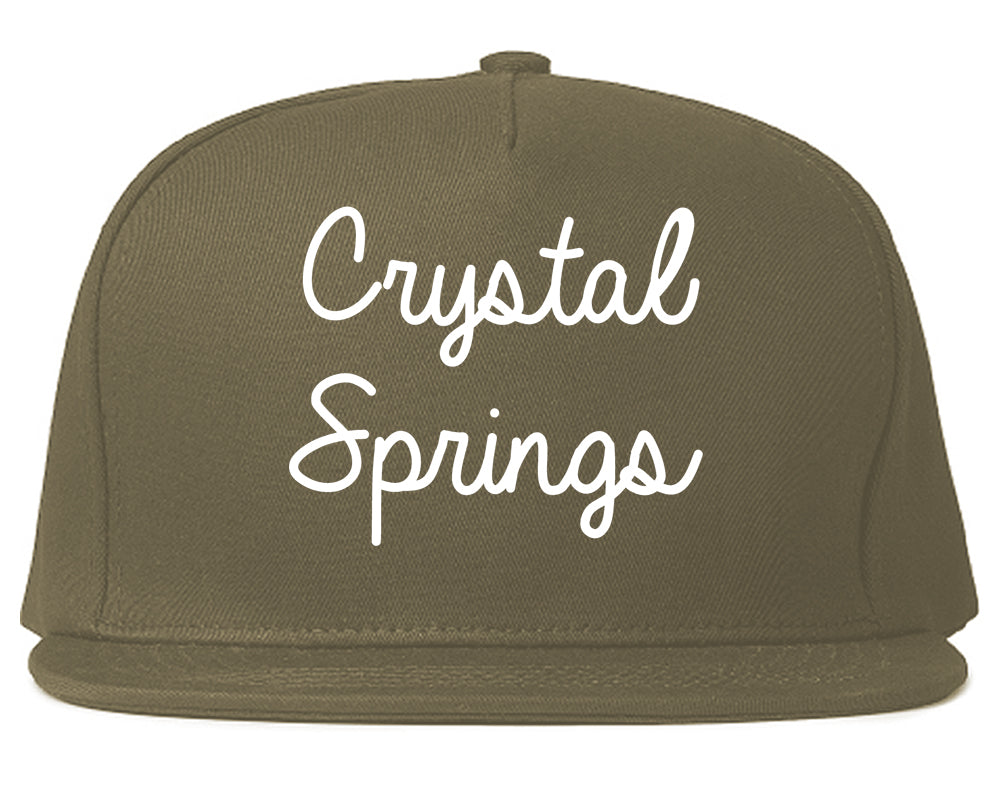 Crystal Springs Mississippi MS Script Mens Snapback Hat Grey