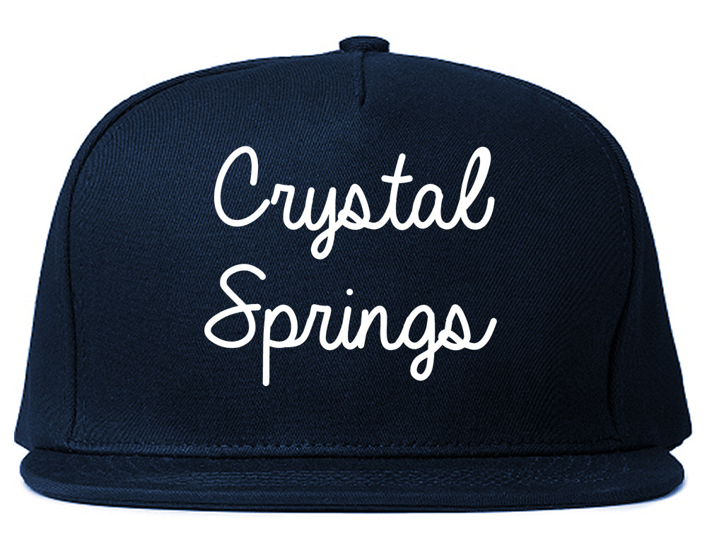 Crystal Springs Mississippi MS Script Mens Snapback Hat Navy Blue