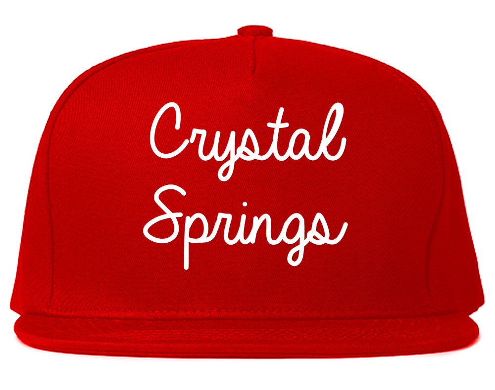 Crystal Springs Mississippi MS Script Mens Snapback Hat Red