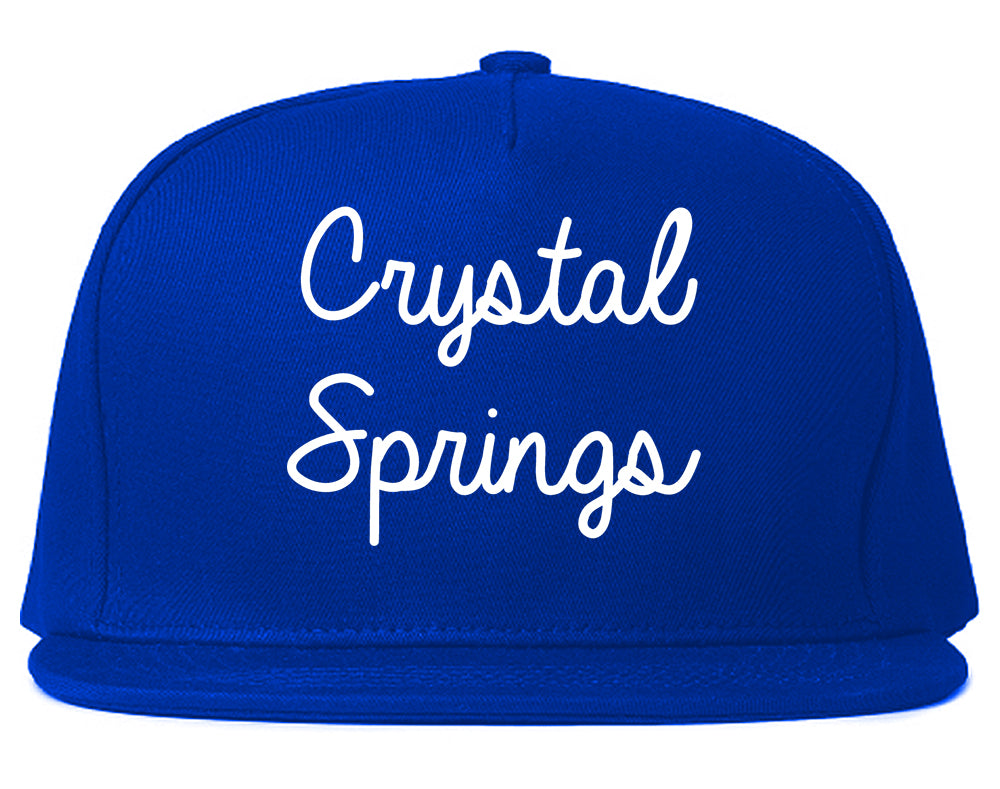 Crystal Springs Mississippi MS Script Mens Snapback Hat Royal Blue