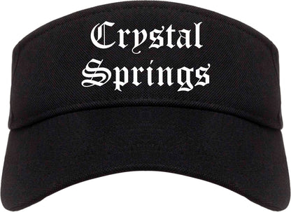 Crystal Springs Mississippi MS Old English Mens Visor Cap Hat Black