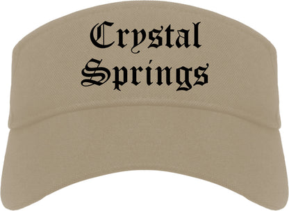 Crystal Springs Mississippi MS Old English Mens Visor Cap Hat Khaki