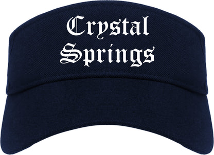 Crystal Springs Mississippi MS Old English Mens Visor Cap Hat Navy Blue