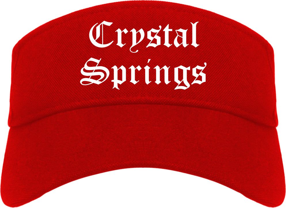 Crystal Springs Mississippi MS Old English Mens Visor Cap Hat Red