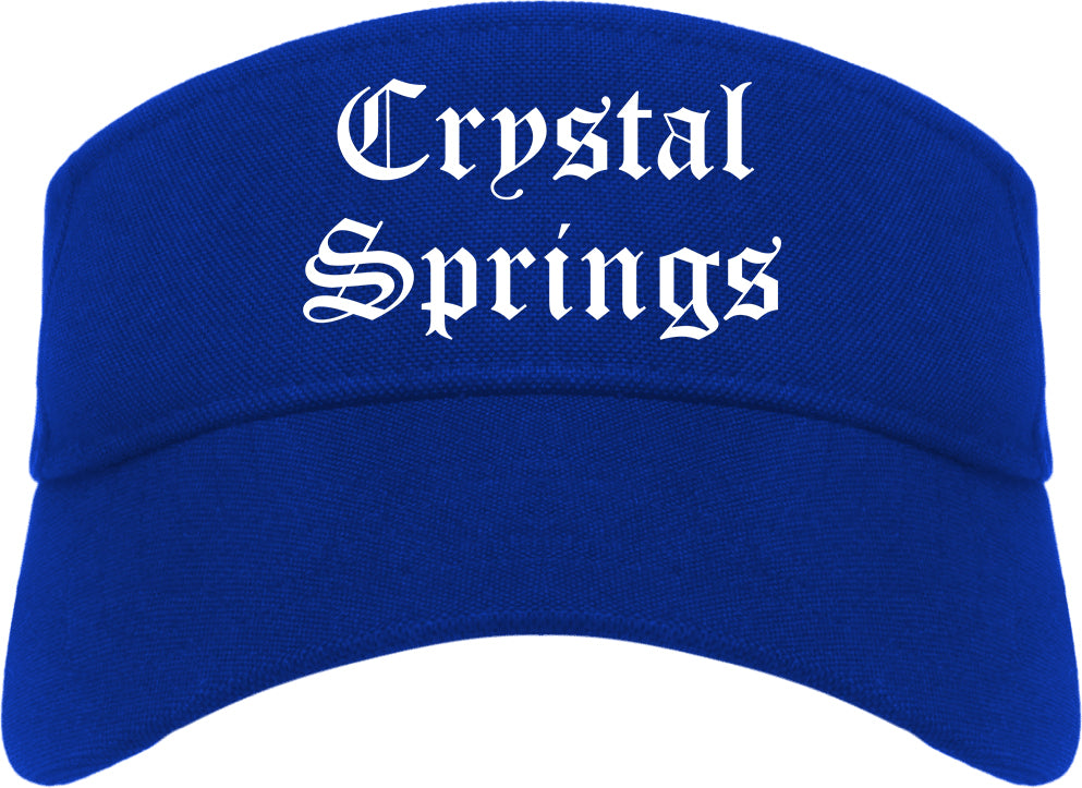 Crystal Springs Mississippi MS Old English Mens Visor Cap Hat Royal Blue