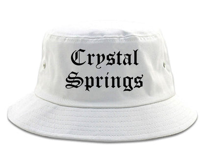 Crystal Springs Mississippi MS Old English Mens Bucket Hat White