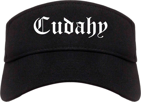 Cudahy California CA Old English Mens Visor Cap Hat Black