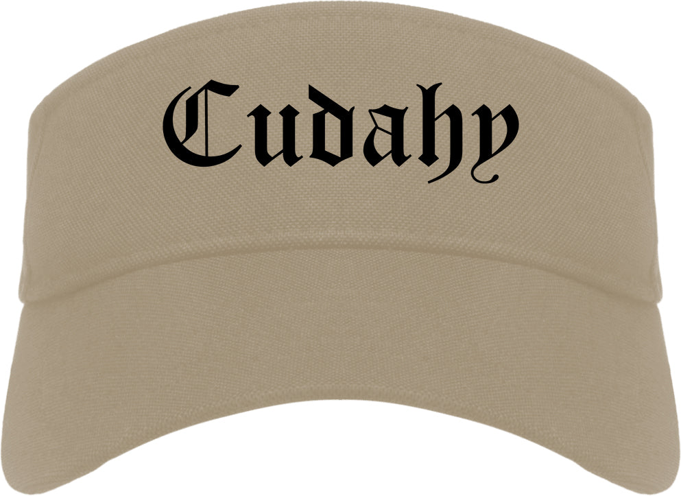 Cudahy California CA Old English Mens Visor Cap Hat Khaki
